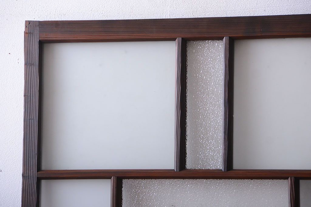 古民具・骨董　古い木が味わい深いガラス戸2枚セット(1)