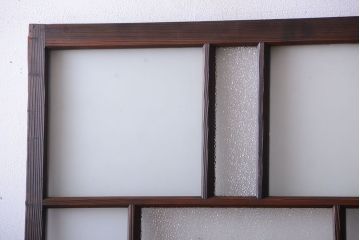 古民具・骨董　古い木が味わい深いガラス戸2枚セット(1)