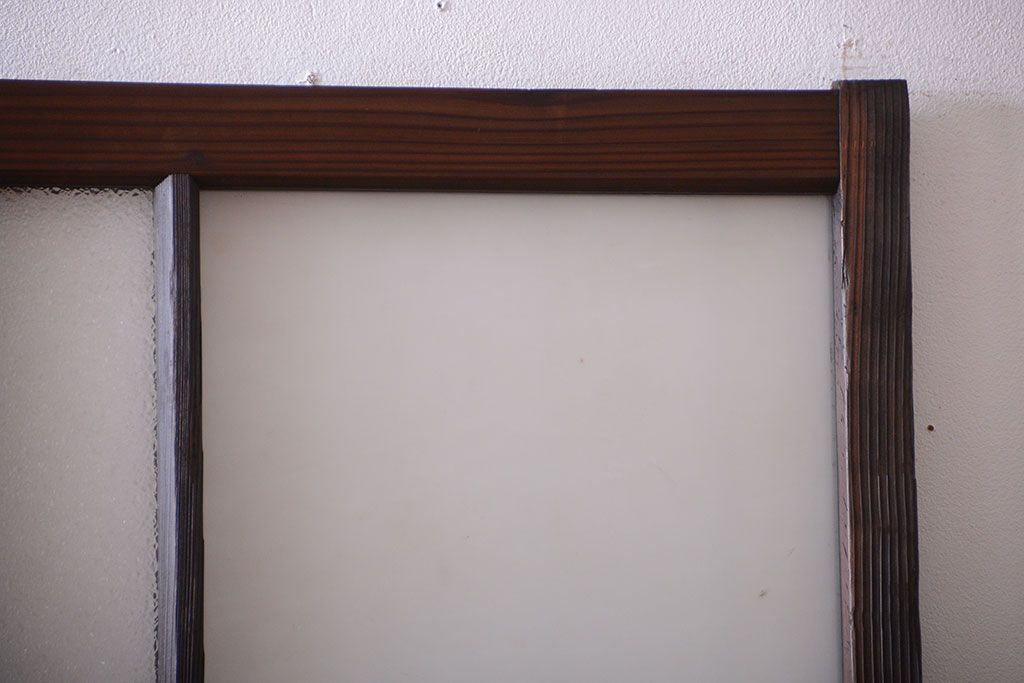 古民具・骨董　古い木が味わい深いガラス戸2枚セット(1)