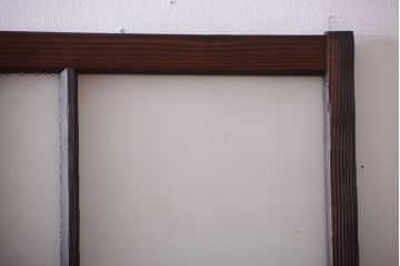 古民具・骨董　古い木が味わい深いガラス戸2枚セット(1)