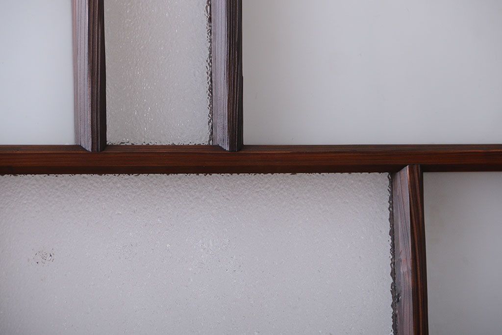 古民具・骨董　古い木が味わい深いガラス戸2枚セット(1)