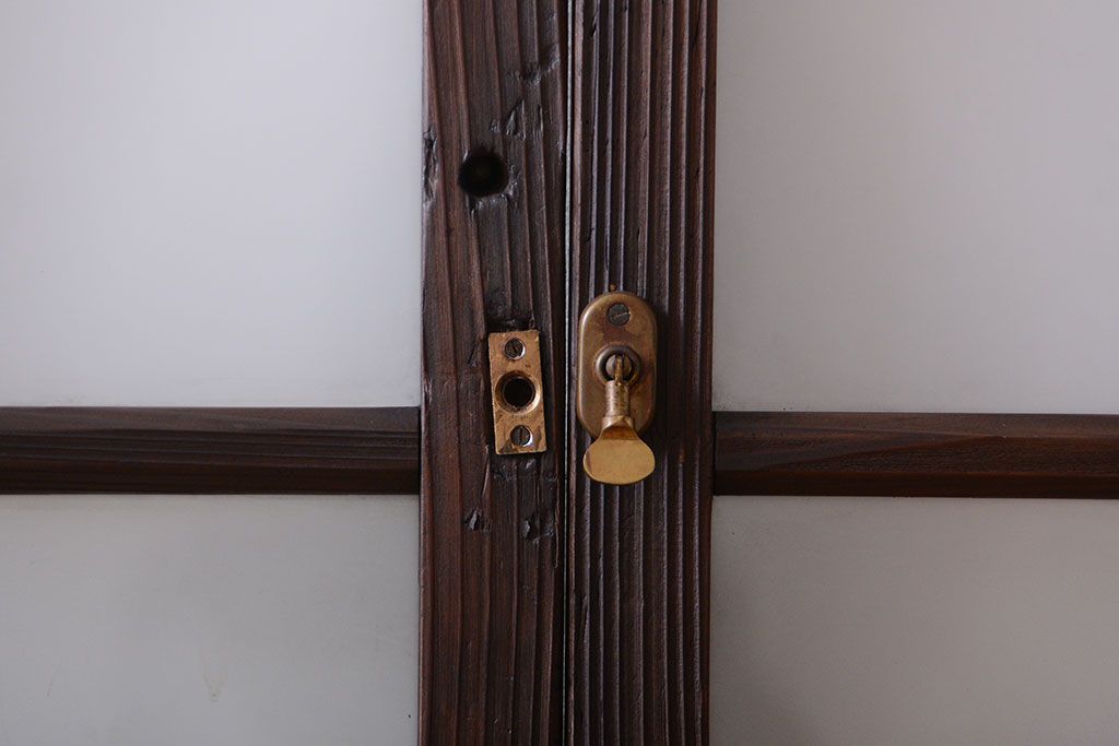 古民具・骨董　古い木が味わい深いガラス戸2枚セット(1)