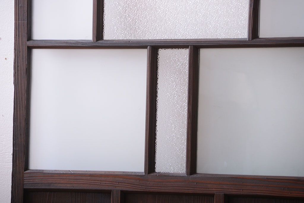 古民具・骨董　古い木が味わい深いガラス戸2枚セット(1)