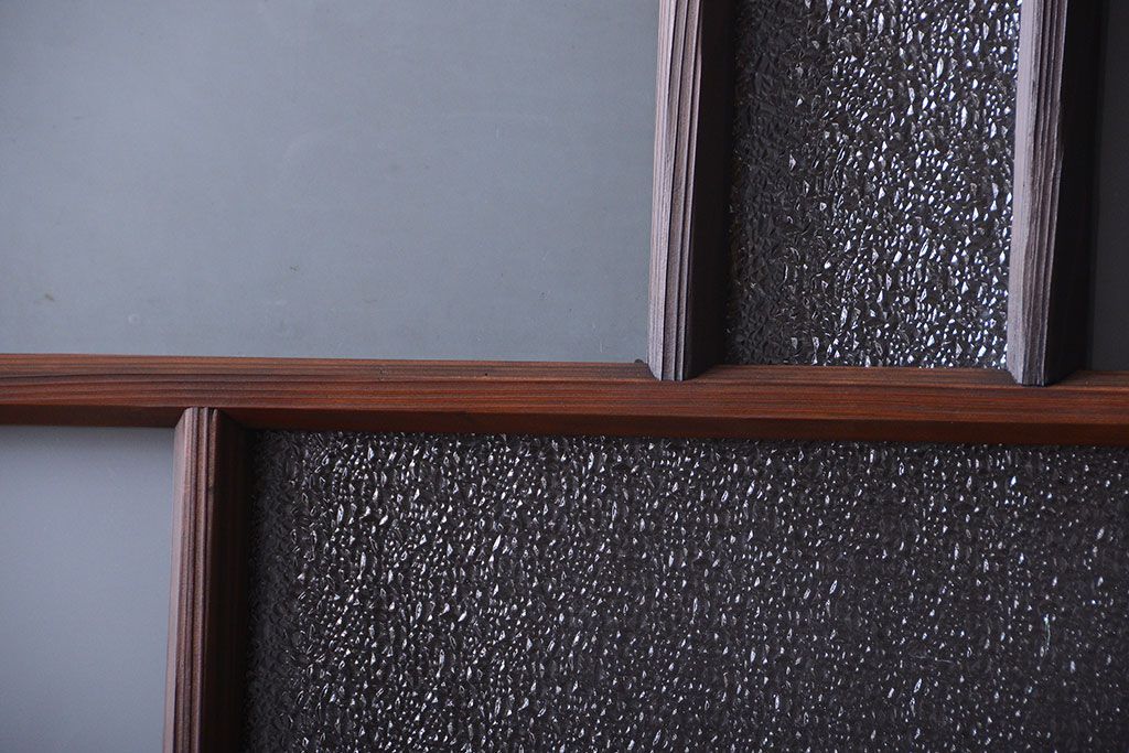 古民具・骨董　古い木が味わい深いガラス戸2枚セット(1)