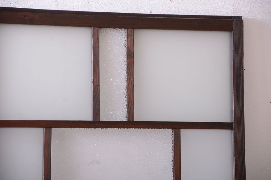 古民具・骨董　古い木が味わい深いガラス戸2枚セット(1)