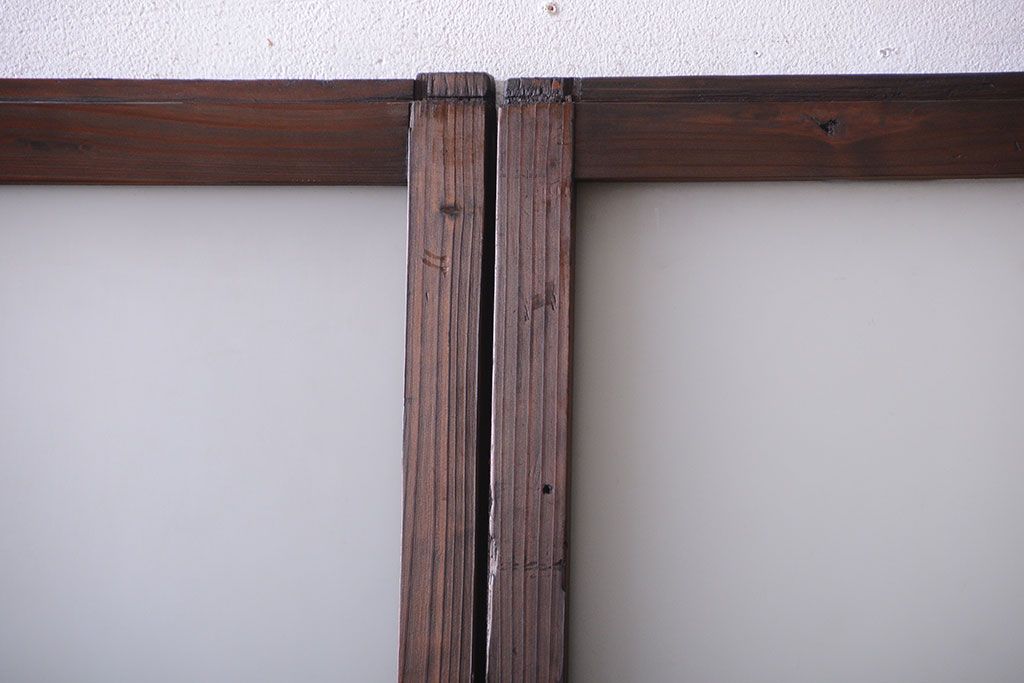 古民具・骨董　古い木が味わい深いガラス戸2枚セット(1)