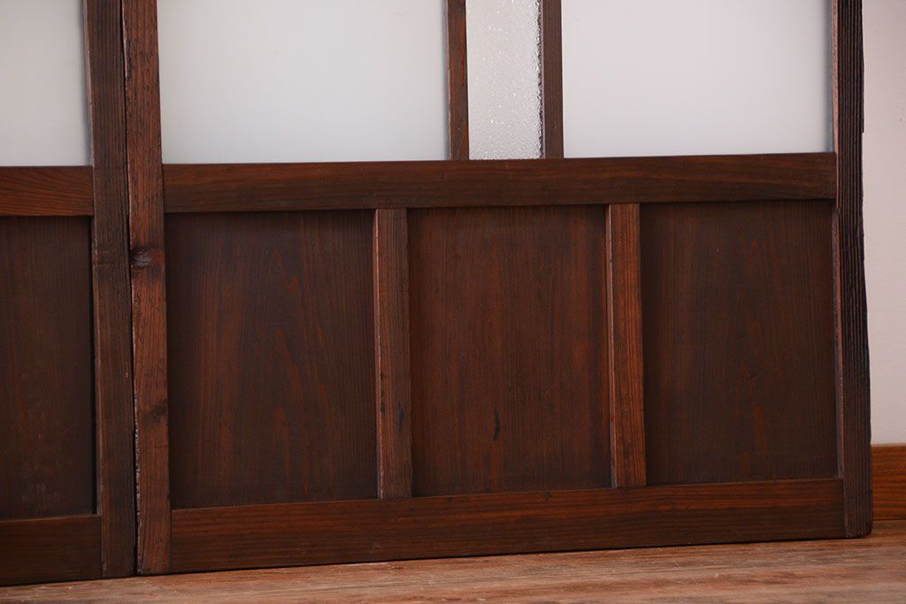 古民具・骨董　古い木が味わい深いガラス戸2枚セット(1)