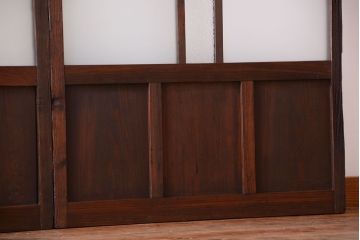 古民具・骨董　古い木が味わい深いガラス戸2枚セット(1)