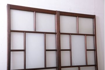 古民具・骨董　古い木が味わい深いガラス戸2枚セット(2)