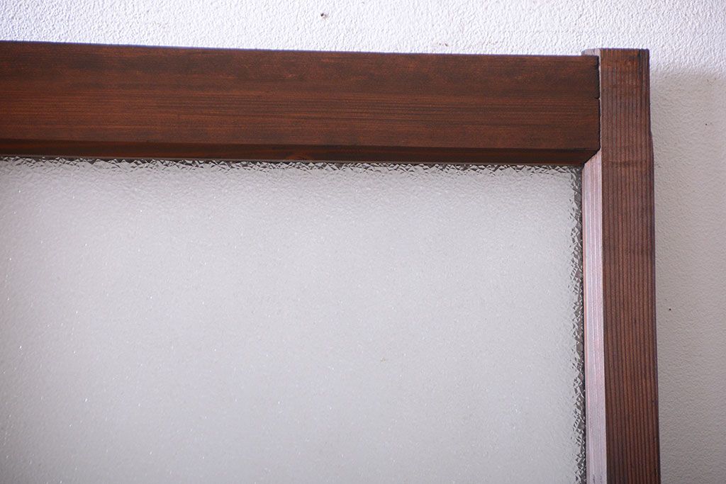 古民具・骨董　古い木が味わい深いガラス戸2枚セット(2)