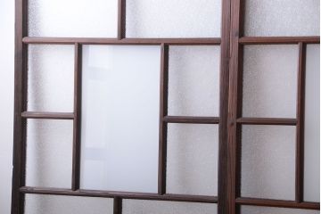 古民具・骨董　古い木が味わい深いガラス戸2枚セット(2)