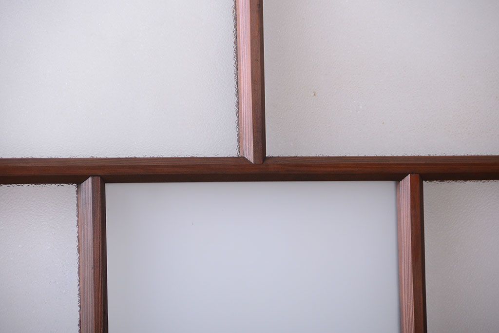 古民具・骨董　古い木が味わい深いガラス戸2枚セット(2)