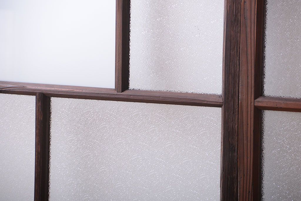 古民具・骨董　古い木が味わい深いガラス戸2枚セット(2)