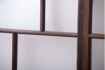 古民具・骨董　古い木が味わい深いガラス戸2枚セット(2)