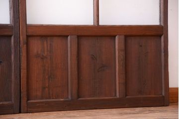 古民具・骨董　古い木が味わい深いガラス戸2枚セット(2)