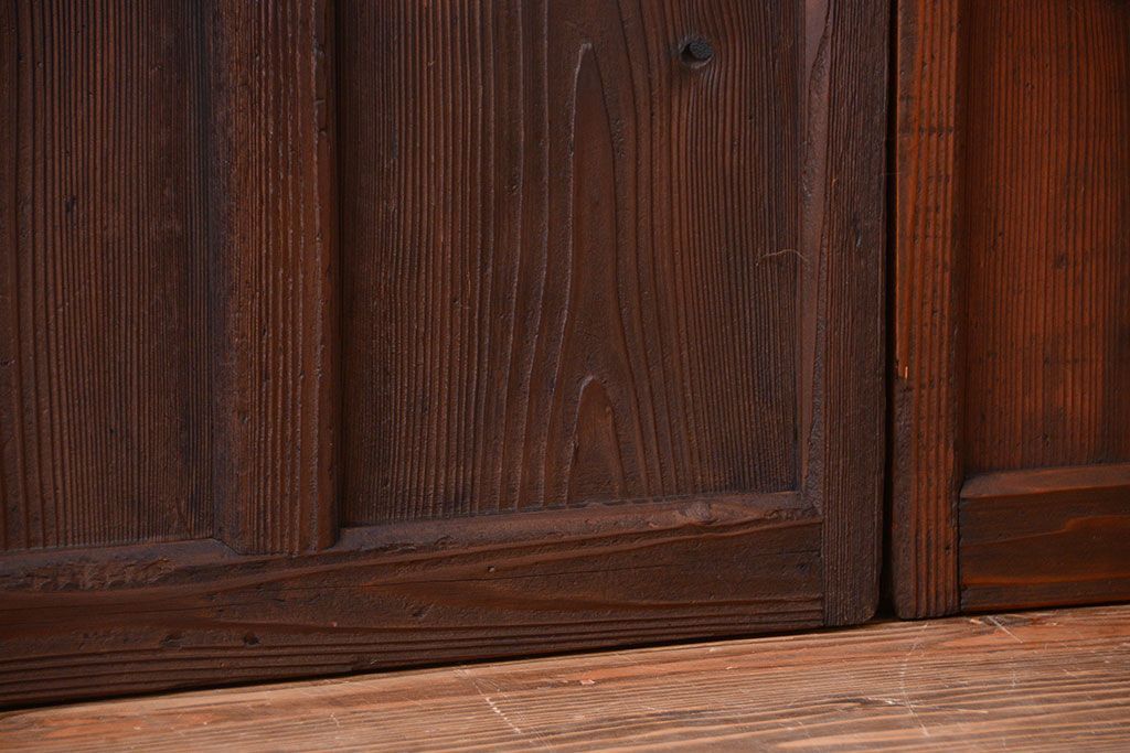 古民具・骨董　古い木が味わい深いガラス戸2枚セット(2)