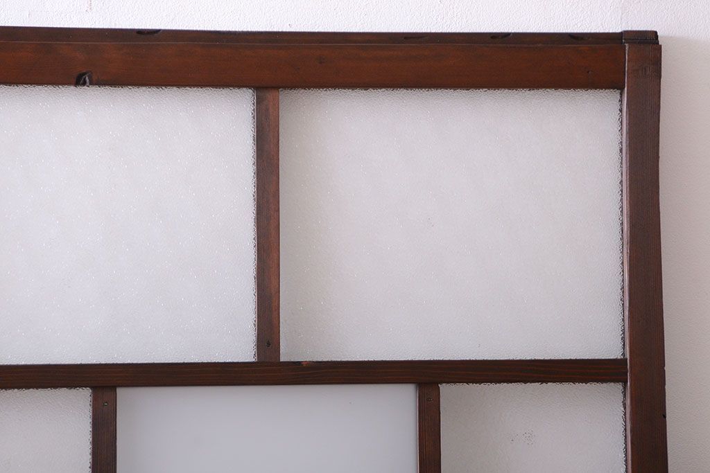 古民具・骨董　古い木が味わい深いガラス戸2枚セット(2)