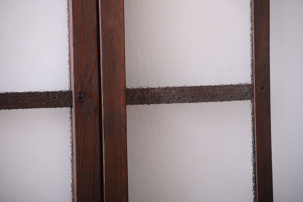 古民具・骨董　古い木が味わい深いガラス戸2枚セット(2)