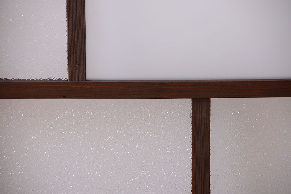 古民具・骨董　古い木が味わい深いガラス戸2枚セット(2)