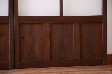 古民具・骨董　古い木が味わい深いガラス戸2枚セット(2)