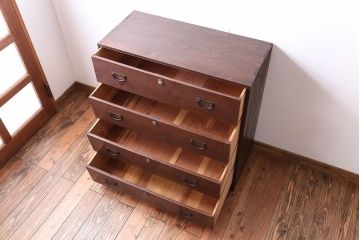 アンティーク家具　シンプルで上品なアンティーク衣装箪笥(チェスト)(2)