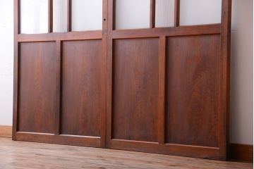 昭和レトロ　モールガラス、すりガラス入り!古い木のガラス引き戸2枚セット