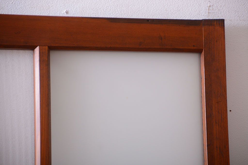 昭和レトロ　モールガラス、すりガラス入り!古い木のガラス引き戸2枚セット