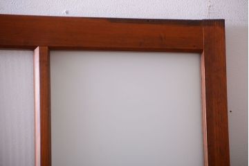 昭和レトロ　モールガラス、すりガラス入り!古い木のガラス引き戸2枚セット