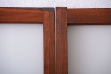 昭和レトロ　モールガラス、すりガラス入り!古い木のガラス引き戸2枚セット