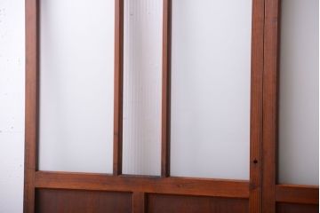 昭和レトロ　モールガラス、すりガラス入り!古い木のガラス引き戸2枚セット