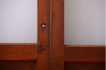 昭和レトロ　モールガラス、すりガラス入り!古い木のガラス引き戸2枚セット