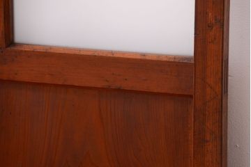 昭和レトロ　モールガラス、すりガラス入り!古い木のガラス引き戸2枚セット