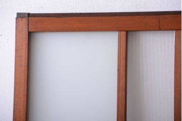 昭和レトロ　モールガラス、すりガラス入り!古い木のガラス引き戸2枚セット