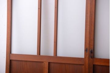 昭和レトロ　モールガラス、すりガラス入り!古い木のガラス引き戸2枚セット