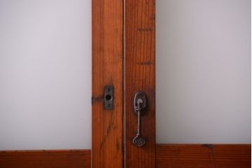 昭和レトロ　モールガラス、すりガラス入り!古い木のガラス引き戸2枚セット