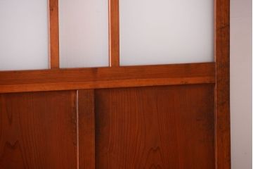 昭和レトロ　モールガラス、すりガラス入り!古い木のガラス引き戸2枚セット