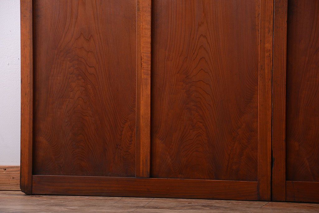 昭和レトロ　モールガラス、すりガラス入り!古い木のガラス引き戸2枚セット