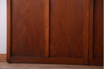 昭和レトロ　モールガラス、すりガラス入り!古い木のガラス引き戸2枚セット