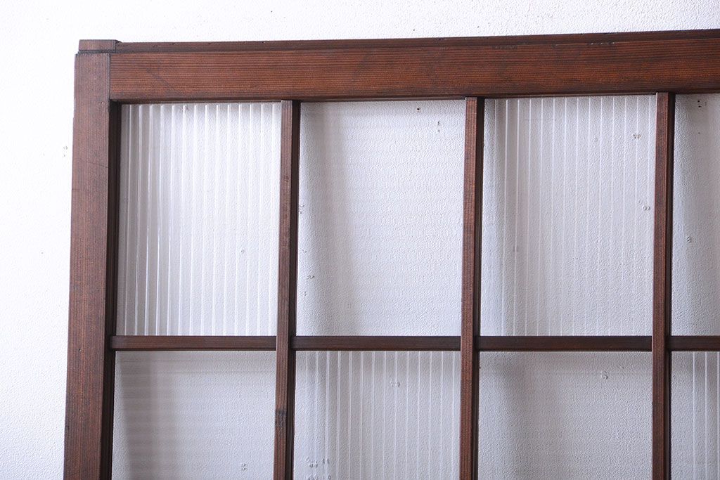 和製アンティーク　モールガラス入り!レトロな格子引き戸