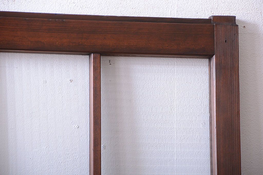 和製アンティーク　モールガラス入り!レトロな格子引き戸