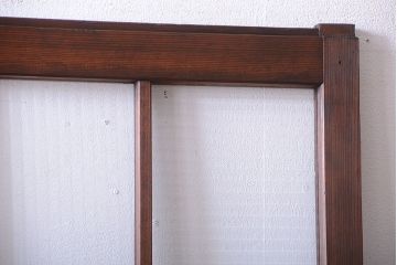 和製アンティーク　モールガラス入り!レトロな格子引き戸