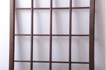 和製アンティーク　モールガラス入り!レトロな格子引き戸