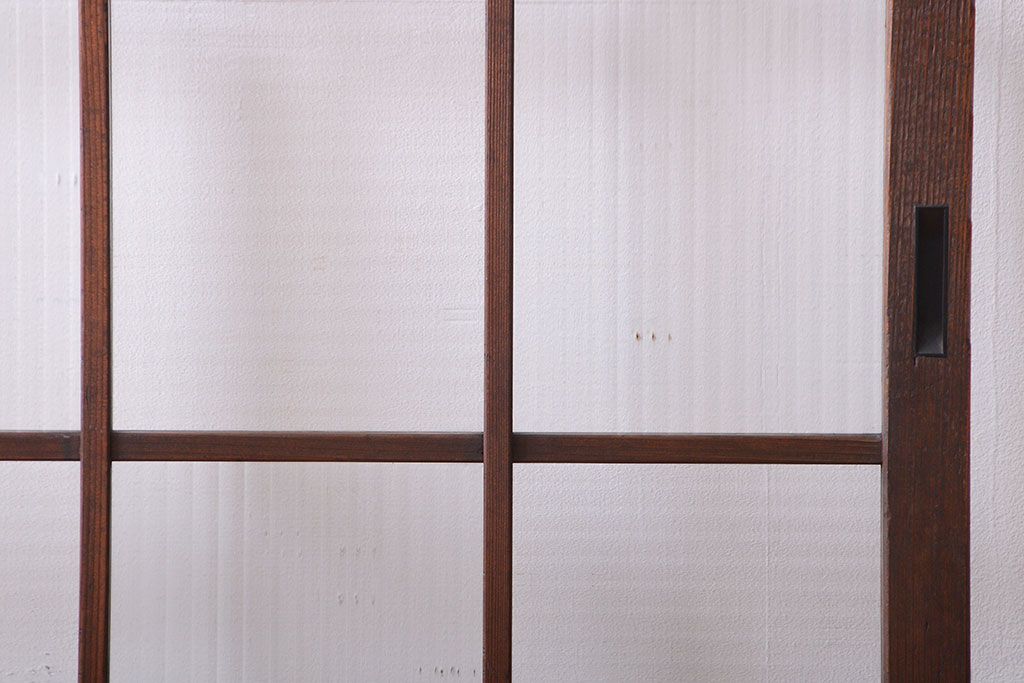 和製アンティーク　モールガラス入り!レトロな格子引き戸