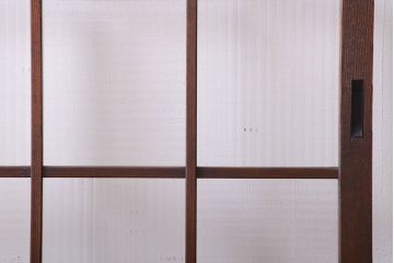 和製アンティーク　モールガラス入り!レトロな格子引き戸
