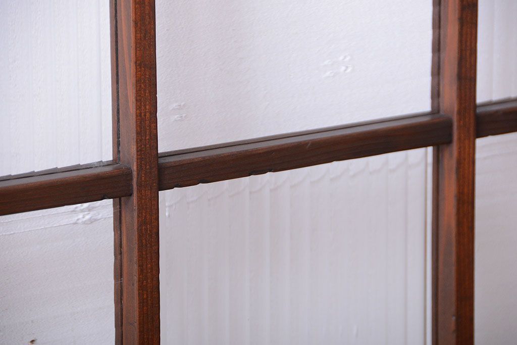 和製アンティーク　モールガラス入り!レトロな格子引き戸