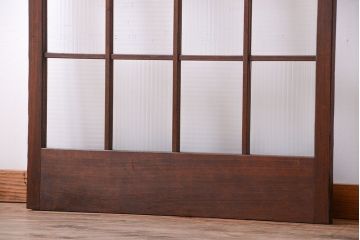 和製アンティーク　モールガラス入り!レトロな格子引き戸