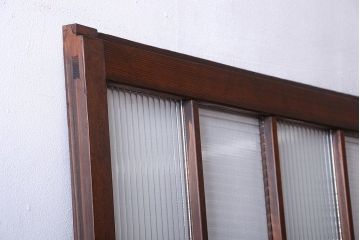 和製アンティーク　モールガラス入り!レトロな格子引き戸