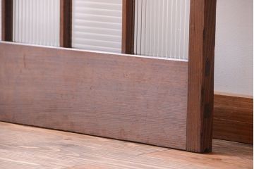 和製アンティーク　モールガラス入り!レトロな格子引き戸
