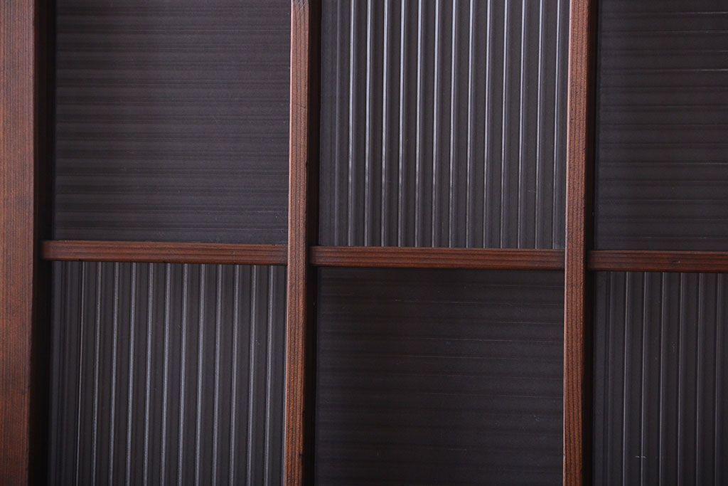 和製アンティーク　モールガラス入り!レトロな格子引き戸