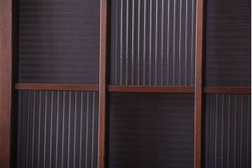 和製アンティーク　モールガラス入り!レトロな格子引き戸